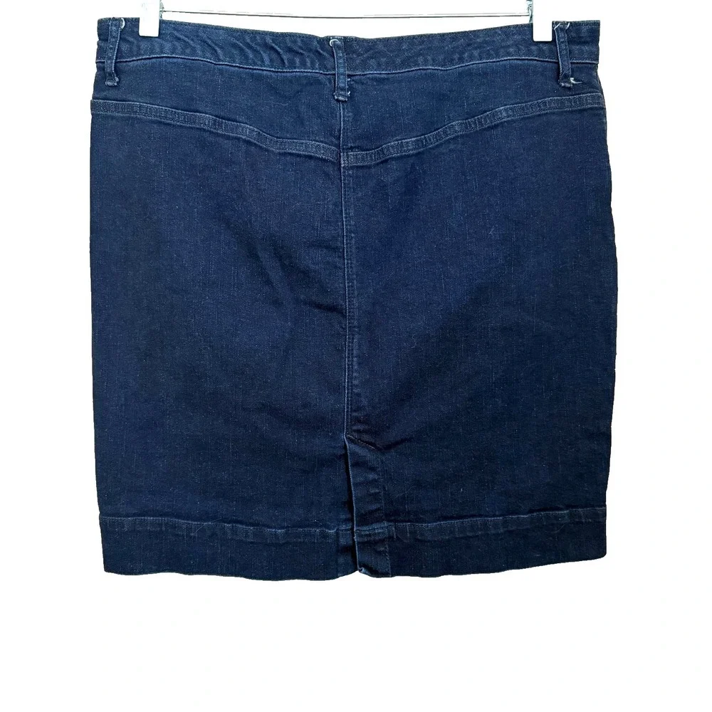 A New Day Dark Wash Denim Pencil Skirt Sz 16 Knee Length Blue Jean Preppy Casual